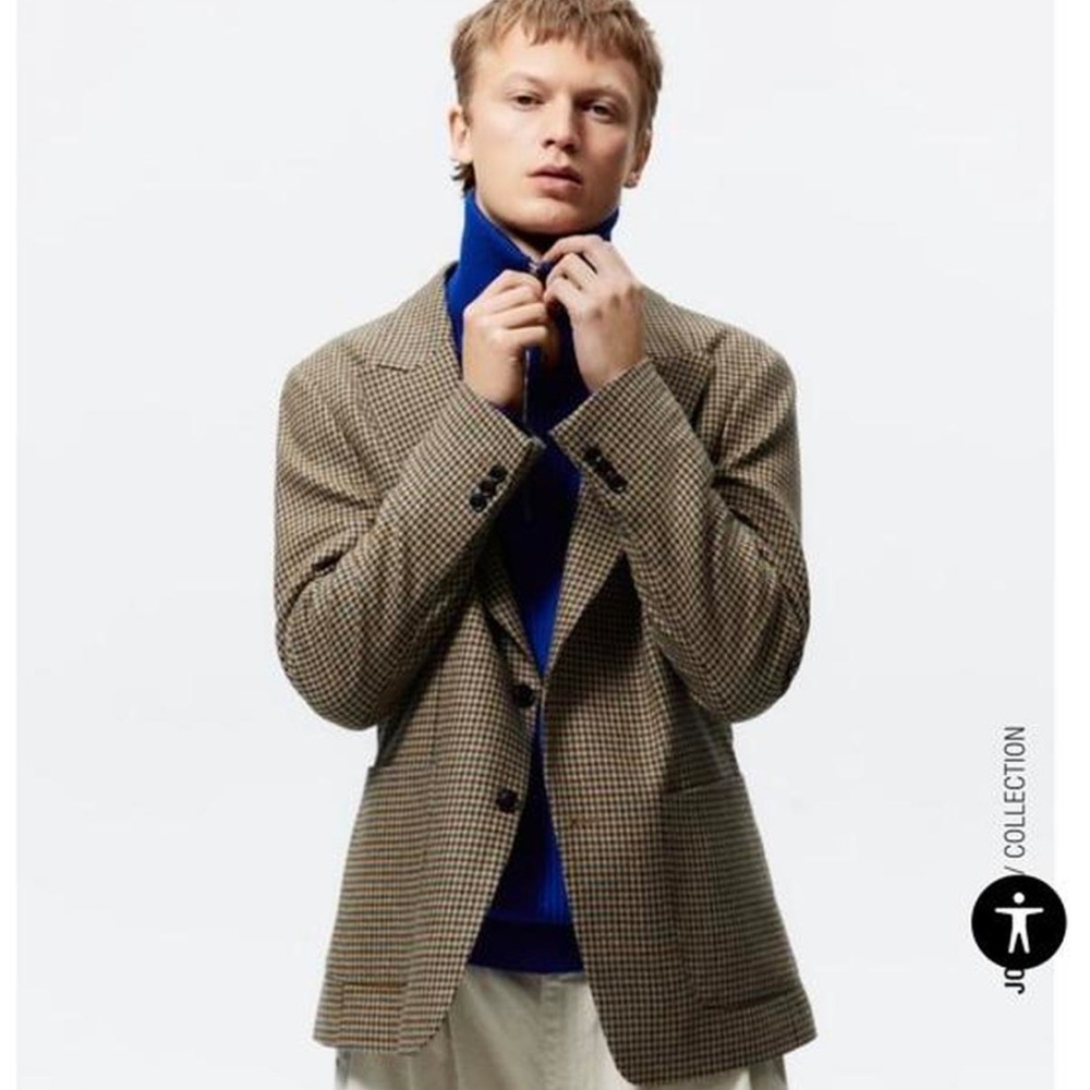 Zara mens houndstooth blazer 
fits so nicely over dresses and tops